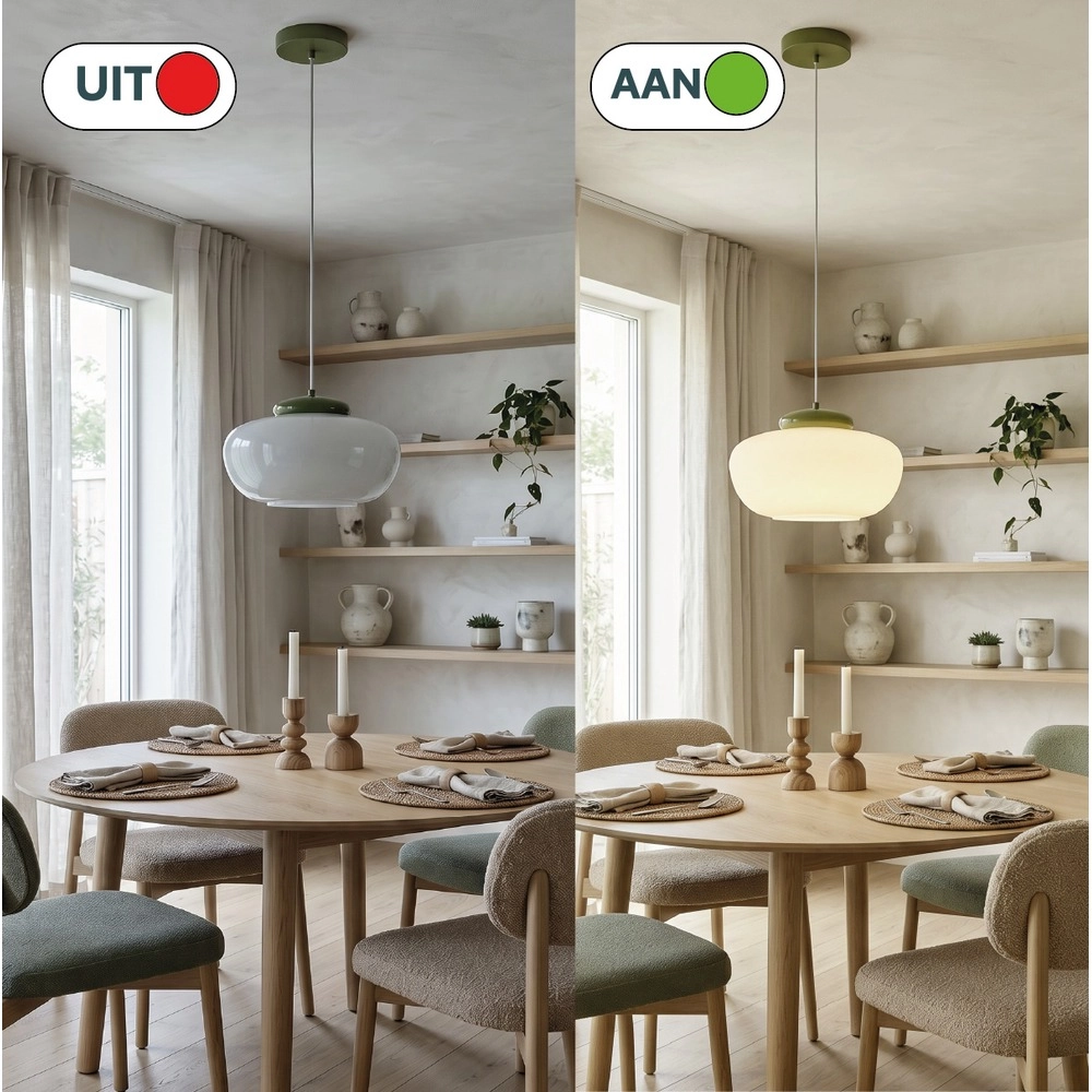 Design-Pendellampe Berardelli weiß mit grünem Ø 30 cm
