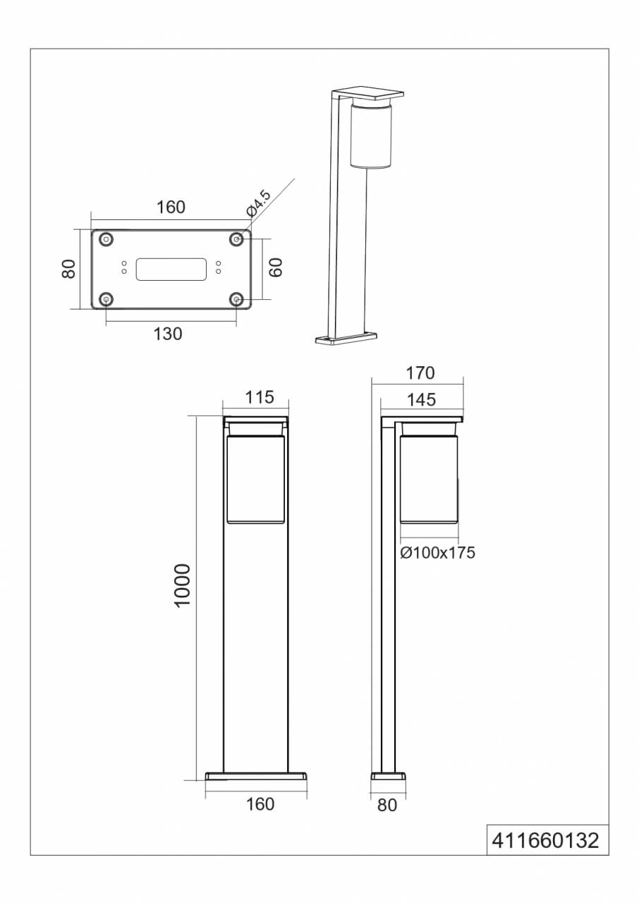 Stehlampe Ardila schwarz 100cm Trio 4017807564099