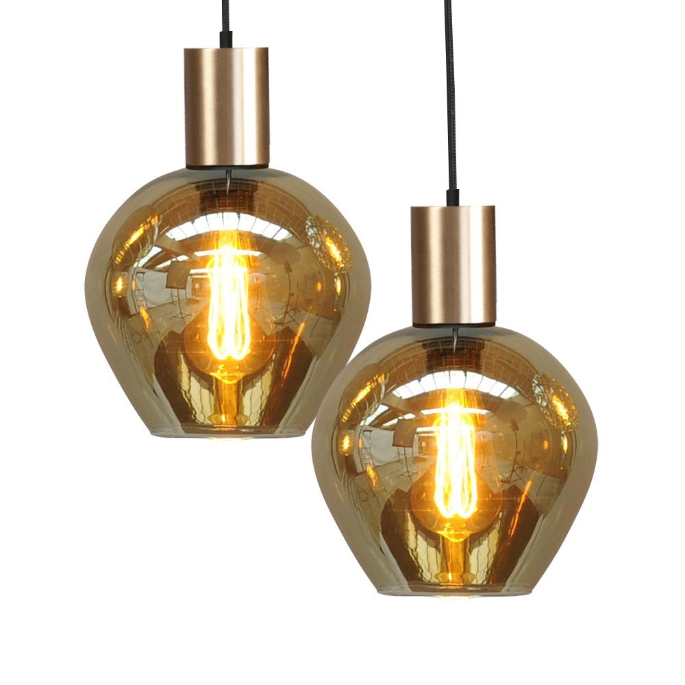 Schwarze Hängelampe mit Gold Bounty 6-flammiges rundes Glas Masterlight 8718121247892