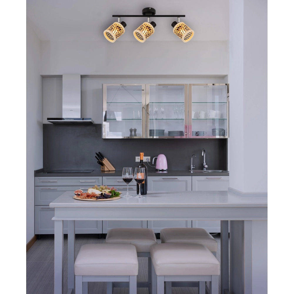 Wandlampe Mali 3-Licht Schwarz mit Kappen Globo 9007371533718