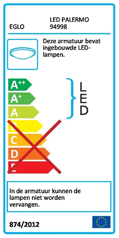 LED-Deckenlampe Led Palermo 22,5 cm Eglo 9002759949983