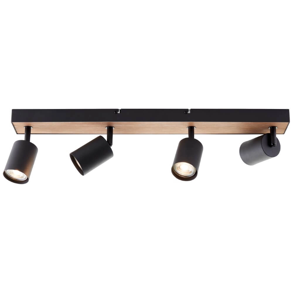 4-flammige Lampe Jello Wood schwarz mit Holz Brilliant 4004353428401
