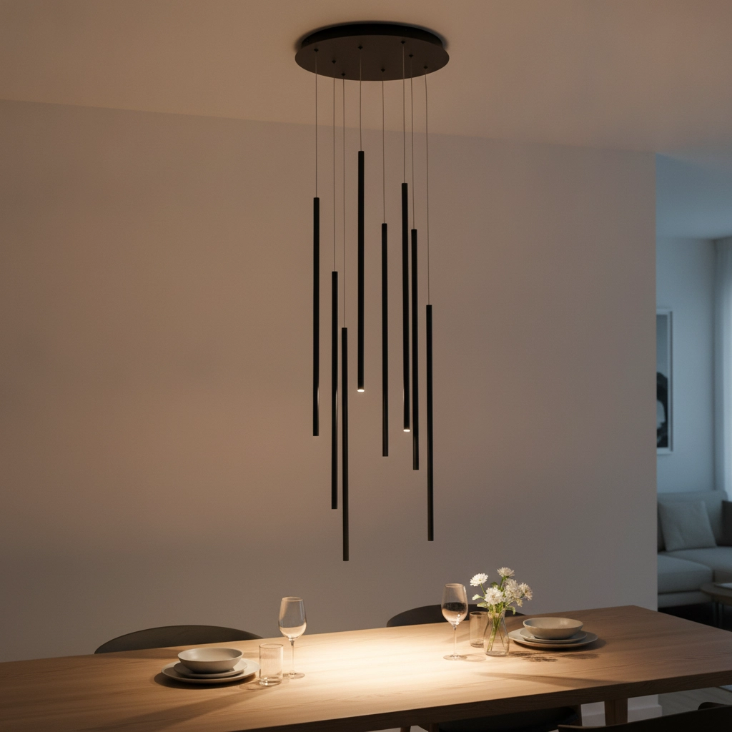 Design-Pendelleuchte Elettra 8-flammig schwarz