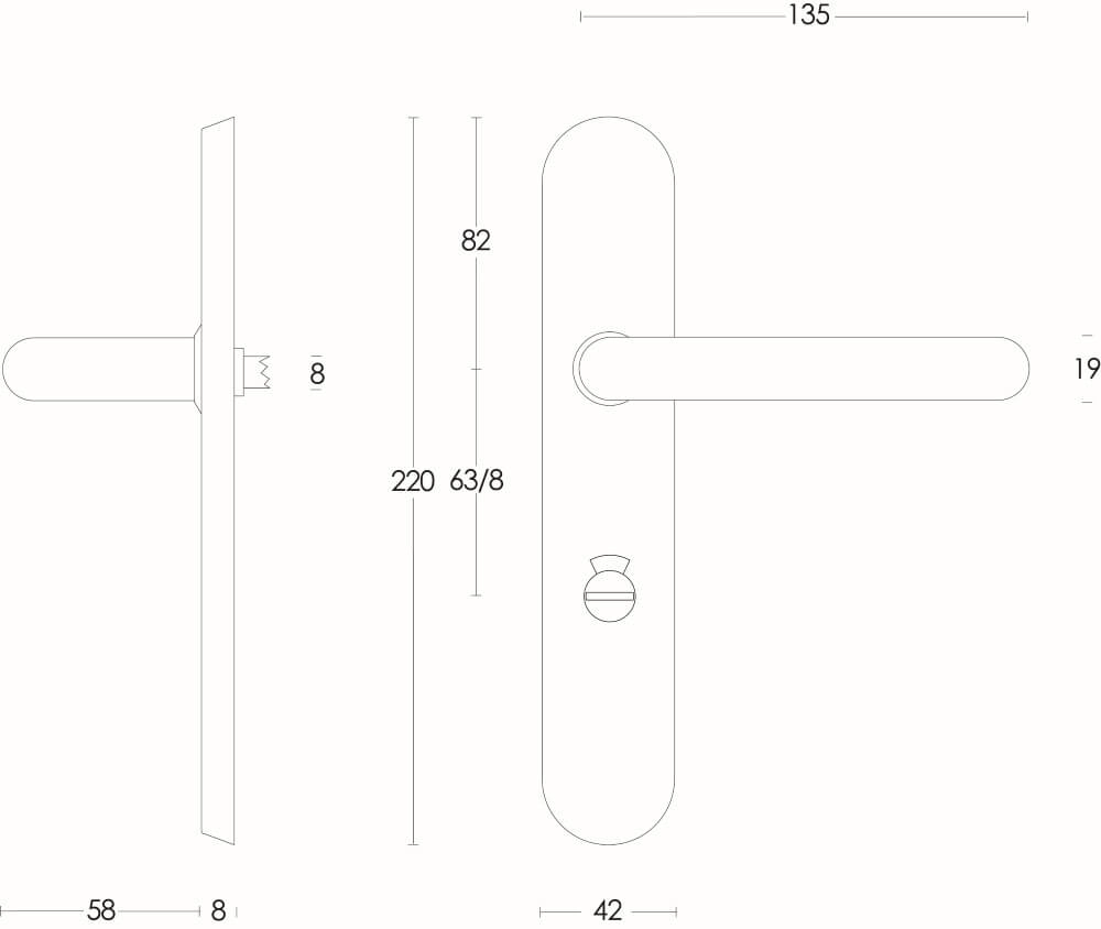 Fester Türgriff Rond WC-Verschluss 63/8 Edelstahl Intersteel 8714186060636