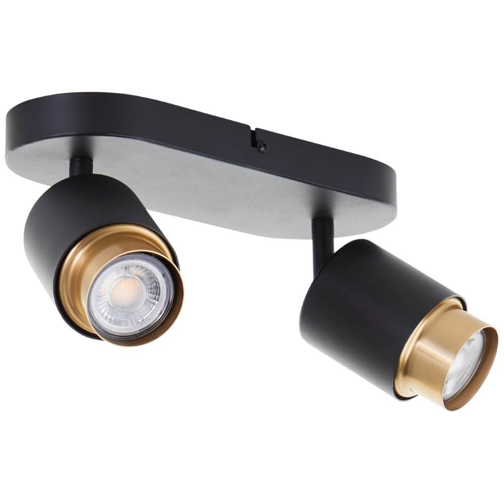 2-flammiger Aufbaustrahler Covelo schwarz mit gold Brilliant 4004353441356