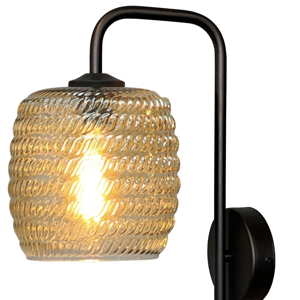 Schwarze Wandlampe Quinto mit geripptem Glas Masterlight 8718121250977