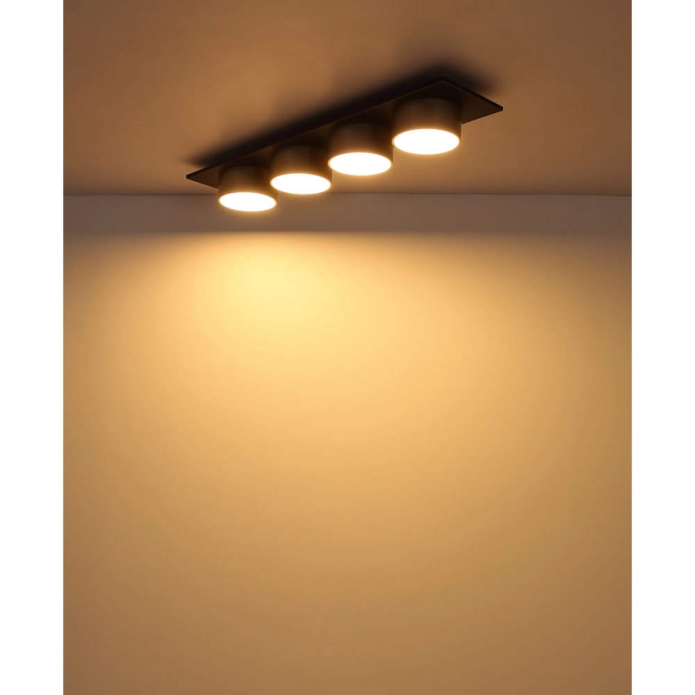 4-Licht Deckenlampe Raymond schwarz mit Champagner Globo 9007371525874