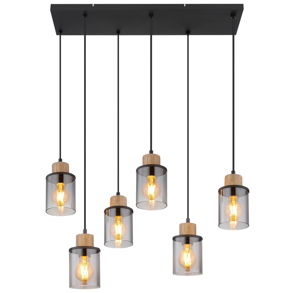 6-Licht Pendellampe Reid Schwarz Globo 9007371448265