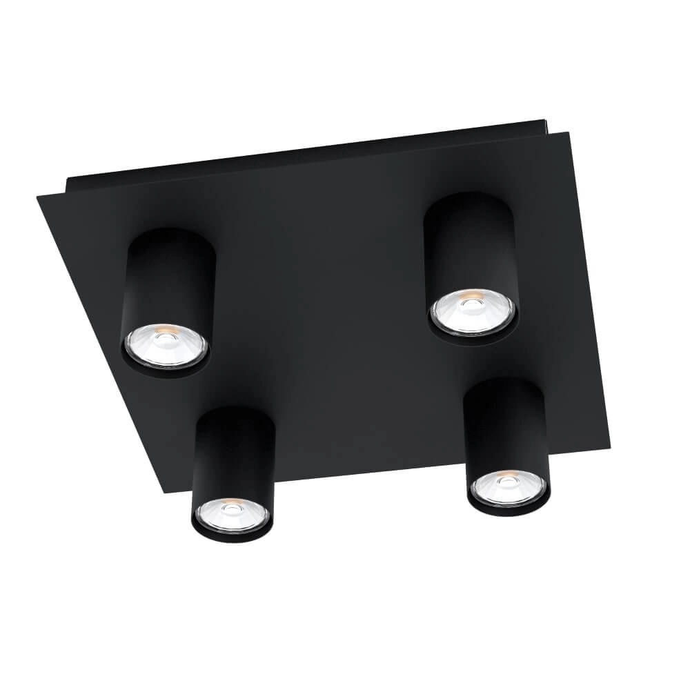 Schwarzer Aufbaustrahler Valcasotto 4-Licht