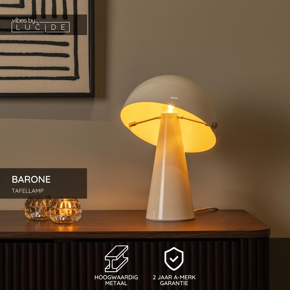 Tischlampe Barone cremefarben 23 cm Lucide Vibes 5411212650078