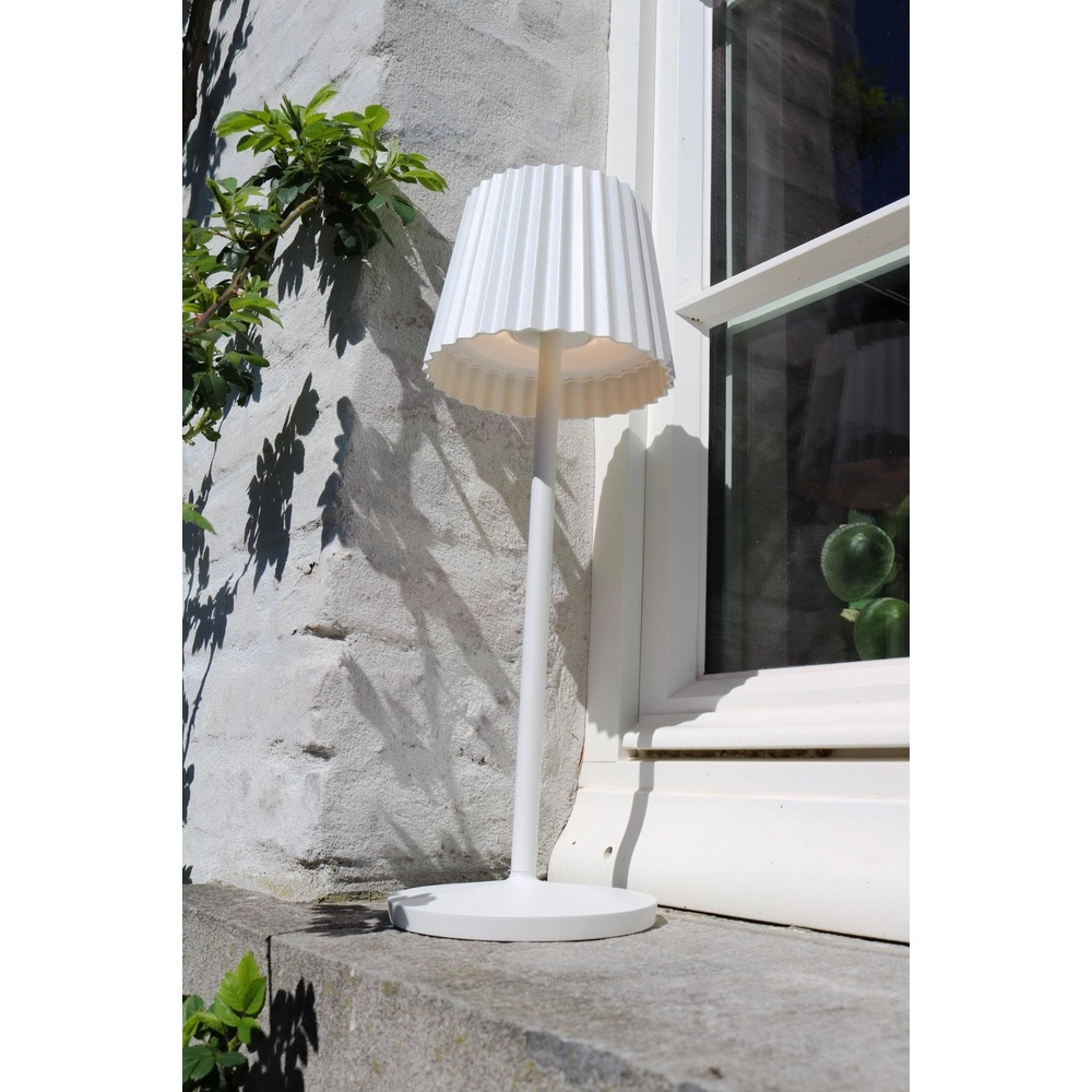 Wiederaufladbare Tischlampe Justine Weiß mit Ladestation Lucide 5411212272188