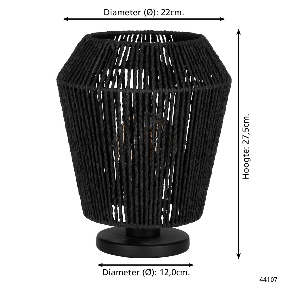 Seiltischlampe Persley Ø 22cm – schwarz Eglo 9002759441074