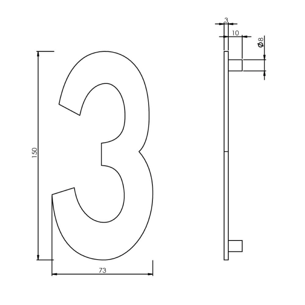 Hausnummer 3 Numbra 15cm Edelstahl Intersteel 8714186058312