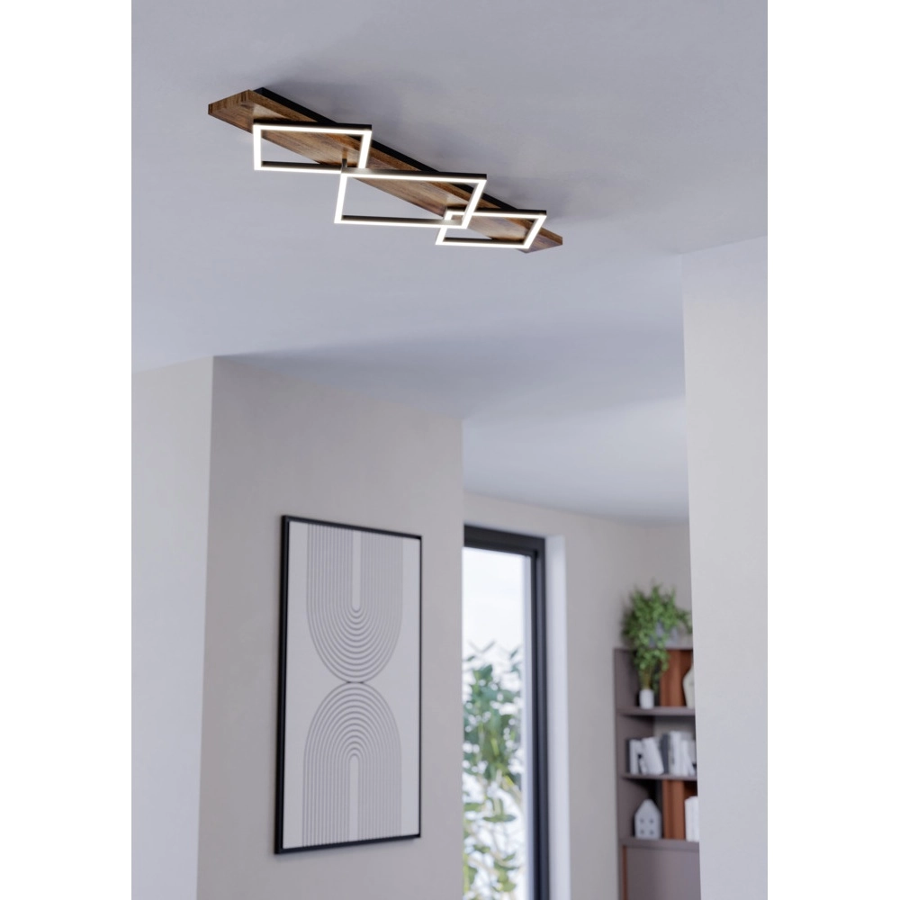 Deckenlampe Boyal schwarz mit dunklem Holz Eglo 9008606351961