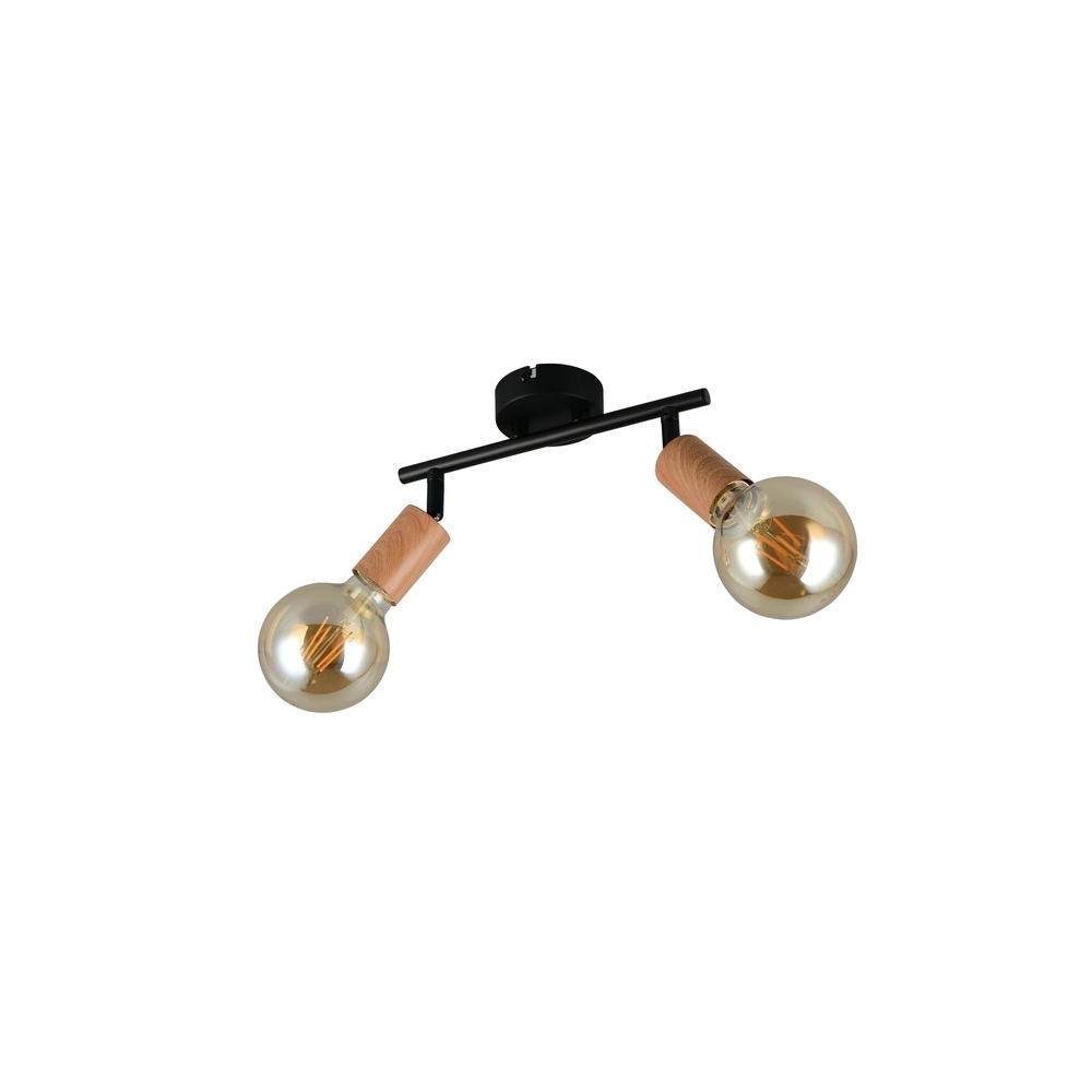 Deckenlampe Lamego Doppelschwarz mit Holz Trio 4017807670875