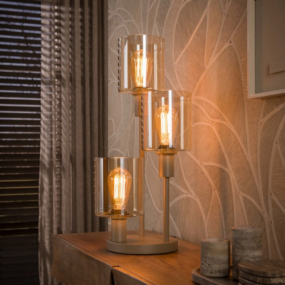 Design-Tischlampe Sepiora 3-hell sandbraun