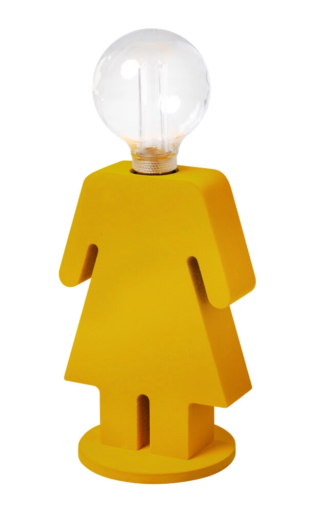 Tischlampe aus Holz Eve Velvet Gelb