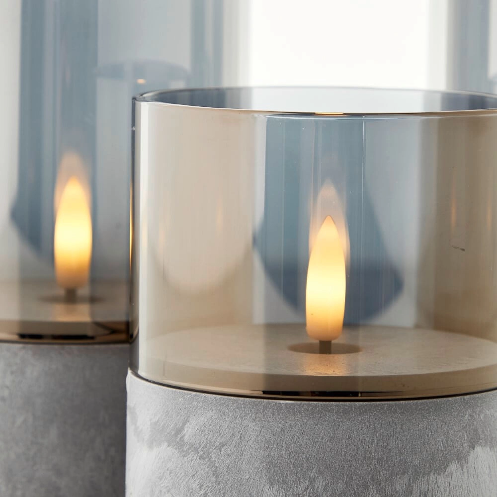 Set mit 3 Tischlampen Bougie Rauchglas Brilliant 4004353428326