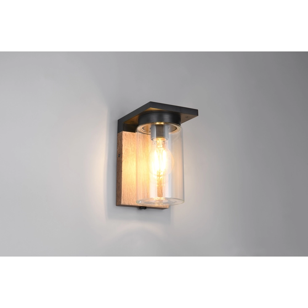 Wandleuchte Ardila schwarz mit Holz Trio 4017807603439