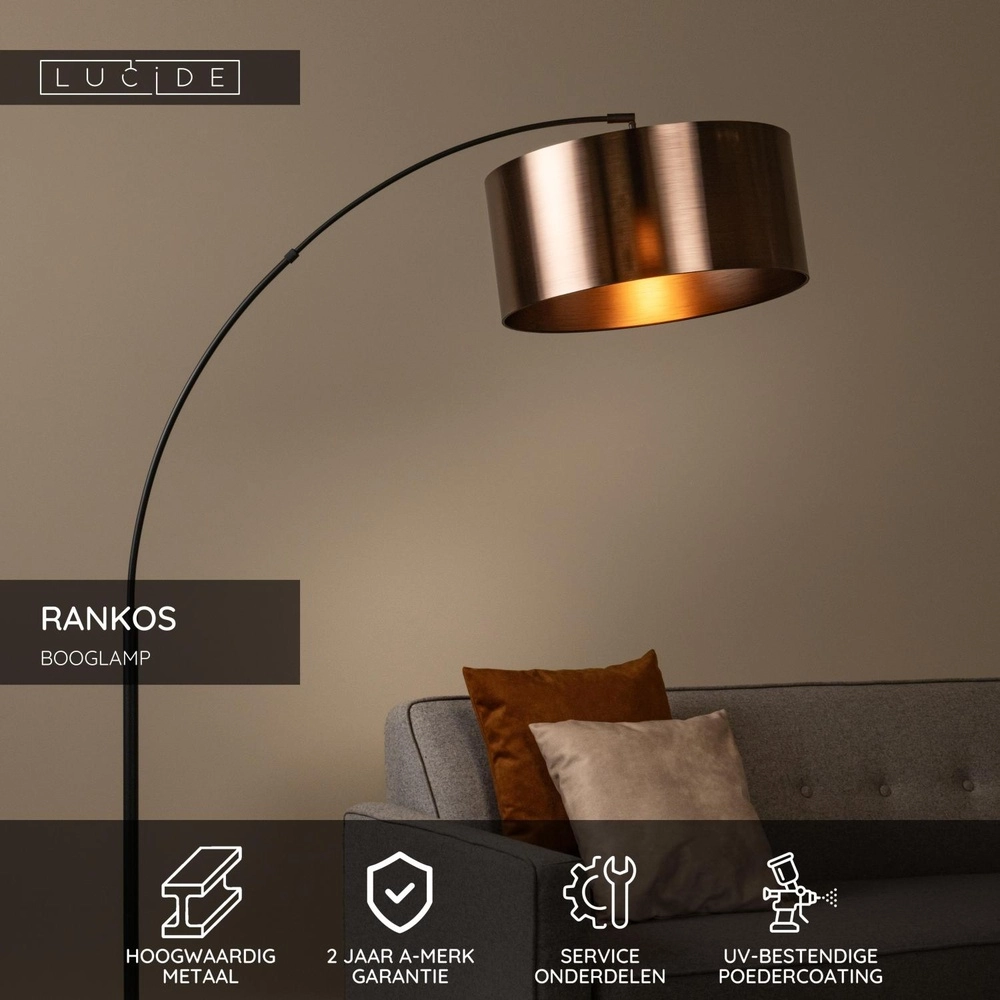 Design-Bogenlampe Rankos Schwarz Lucide 5411212051691