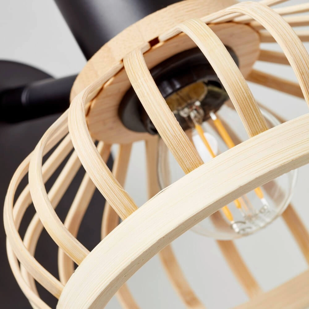 Wandlampe Norah schwarz mit Holz Brilliant 4004353409516
