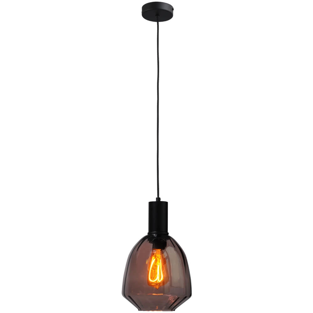 Hängelampe schwarz Porto mit Nicolette-Rotglas - Ø 20cm Masterlight 8718121269375