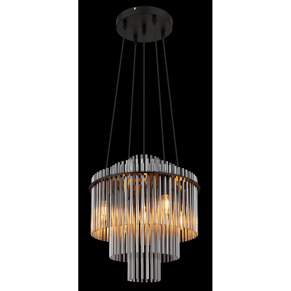 Pendellampe Ø 40 cm Gorley Schwarz mit Rauchglasstäben Globo 9007371515134
