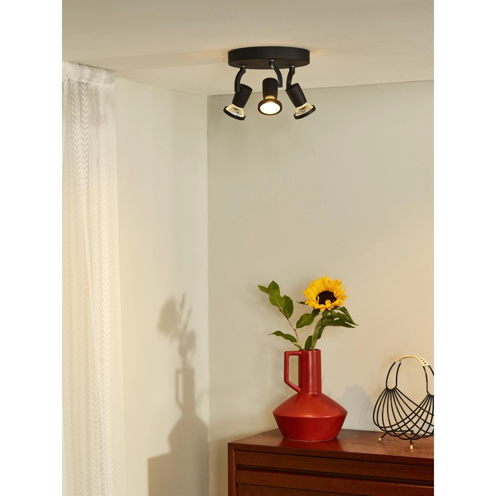 Deckenlampe Jaster-Led 3-Licht Schwarz Lucide 5411212114716