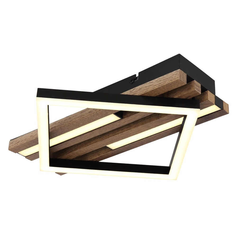 Deckenlampe Obrien schwarz mit Holz einzeln
