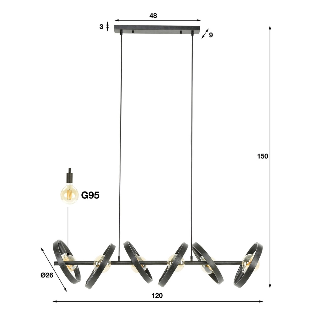 Ringe, Pendellicht-Esstisch Hover Holzkohle – Ø 26 cm Lyora 8716803513365