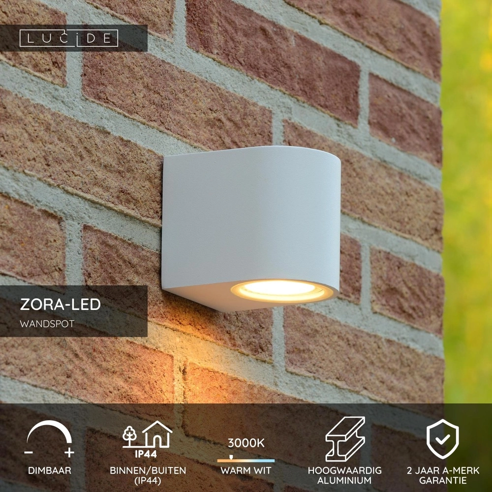 Design-Wandspot Zora-Led Down White Lucide 5411212221056