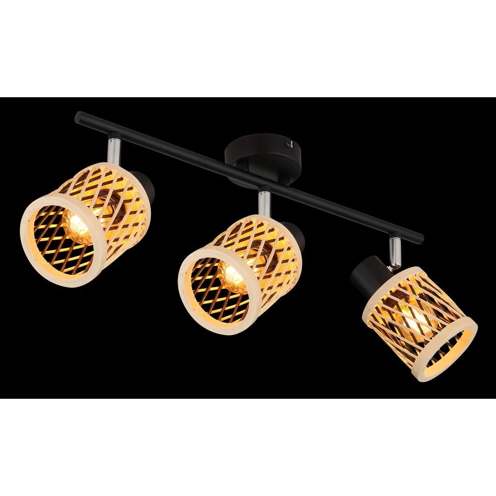 Wandlampe Mali 3-Licht Schwarz mit Kappen Globo 9007371533718