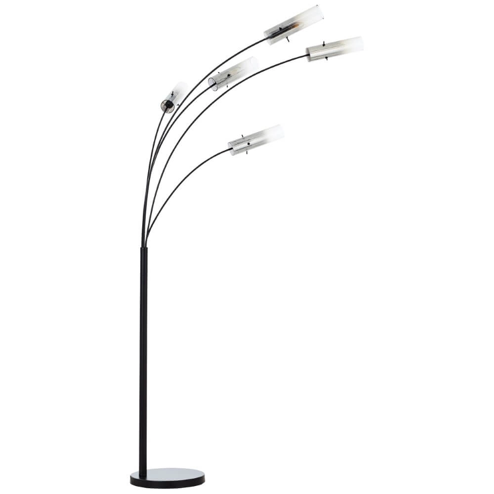 Stehlampe Glasini schwarz mit Rauchglas