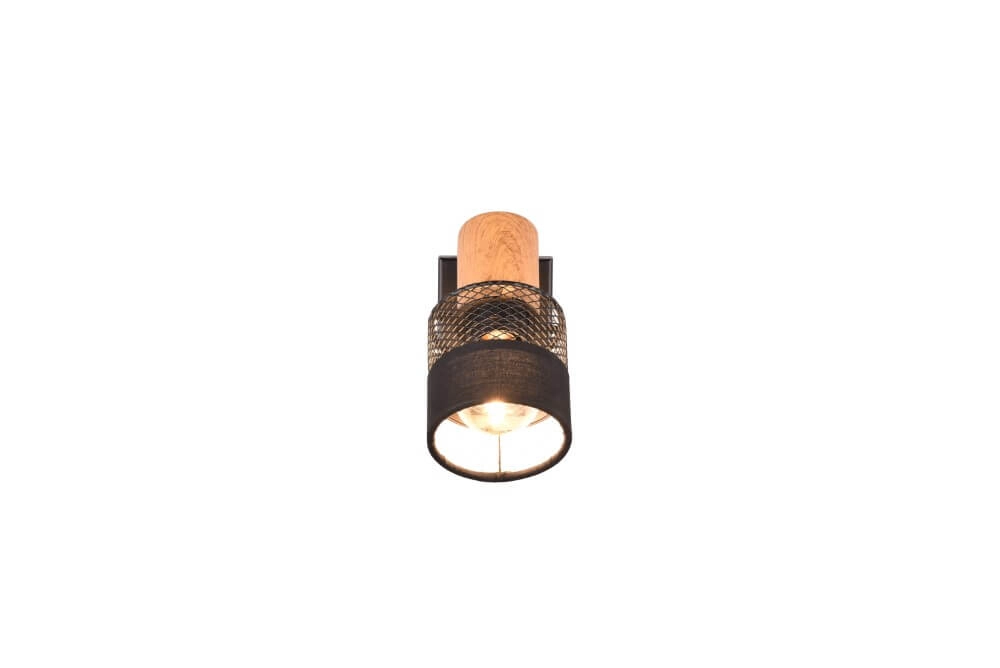 1-flammiger Aufbaustrahler Nandini schwarz mit Holz Trio 4017807581096