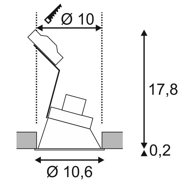 Einbaustrahler Horn Slant 10,3 cm weiß SLV 4024163150149
