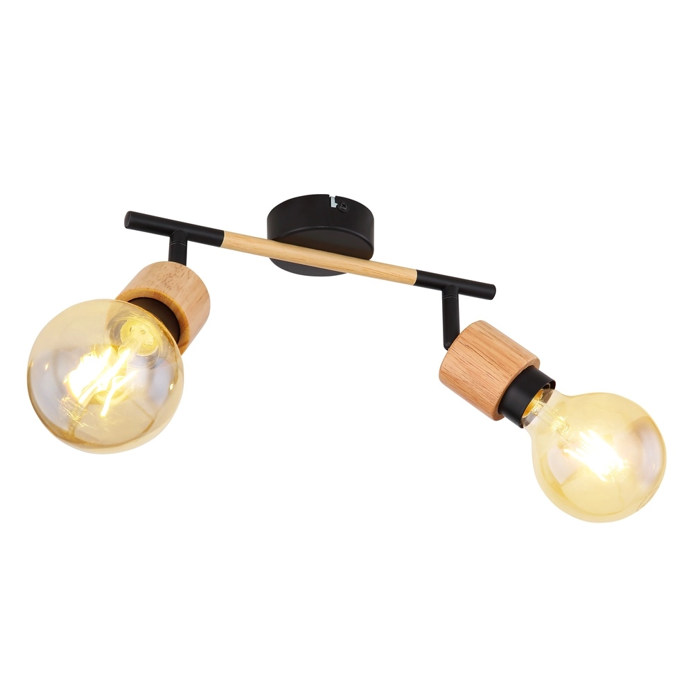 Deckenlampe Jorna 2-helliges Schwarz mit Holz