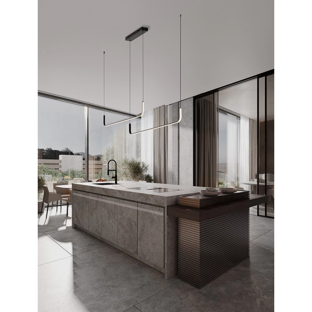 Schlanke Pendelleuchte Strita Schwarzes Doppelzimmer Lyora 5212017455680
