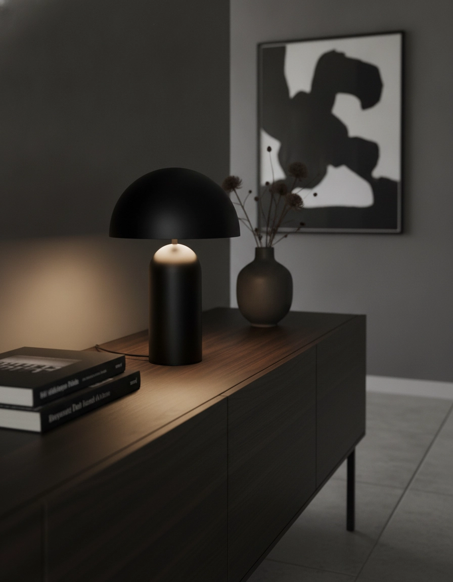 Tischlampe Best Ø 25cm schwarz mit weiß