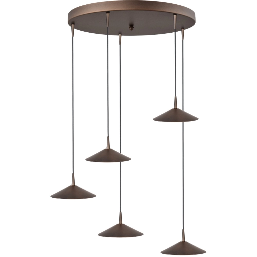 5-Licht Pendellampe Ceppo kakaobraun Ø 18 cm rund