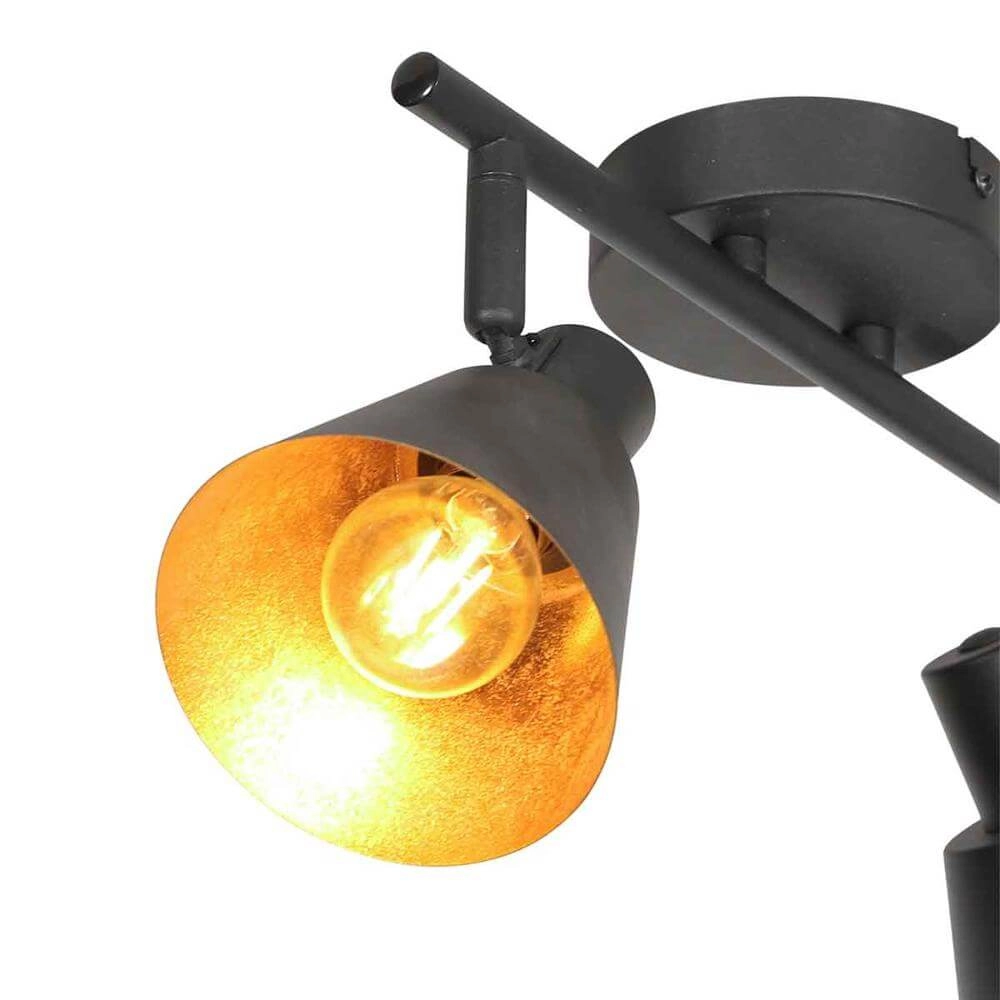 Deckenlampe Oeroe schwarz mit gold 2-flammig Steinhauer 8712746176339