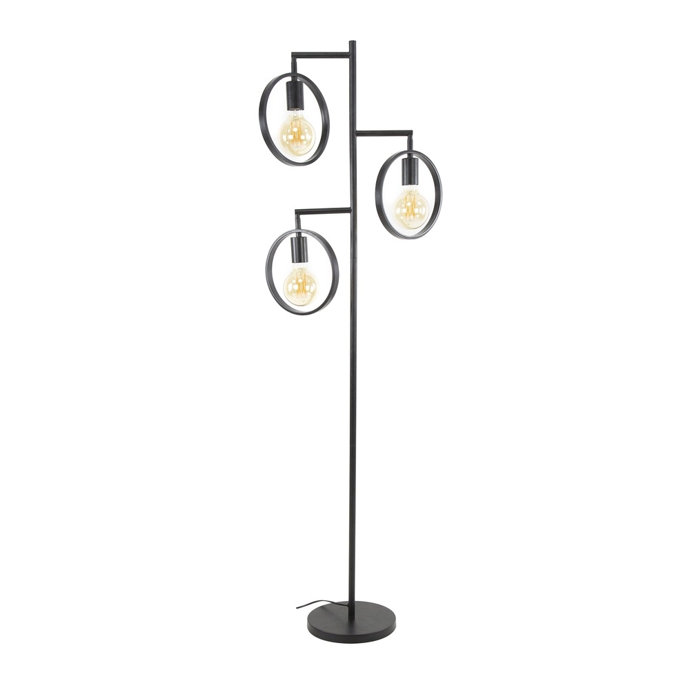 3-Ring-Bodenlampe Ring schwarz - E27 Lyora 8716803511743