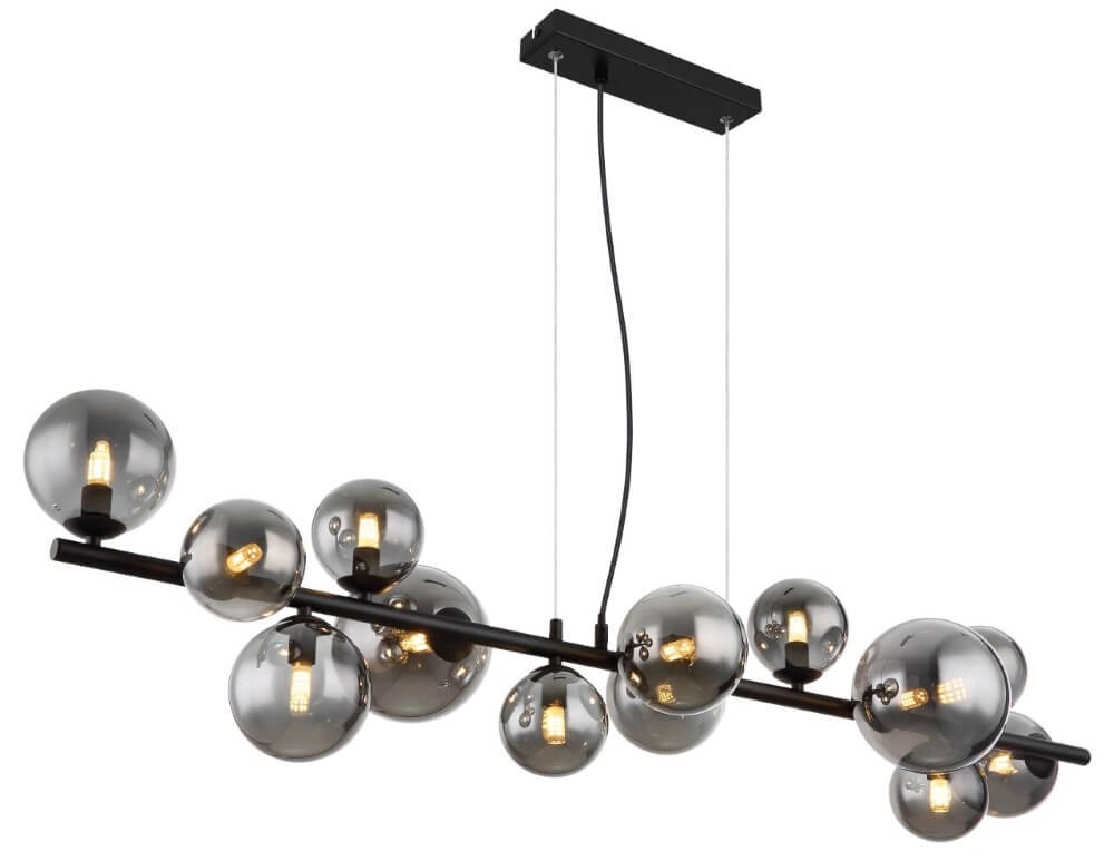 Design-Hängelampe Riha schwarz mit Rauchglas