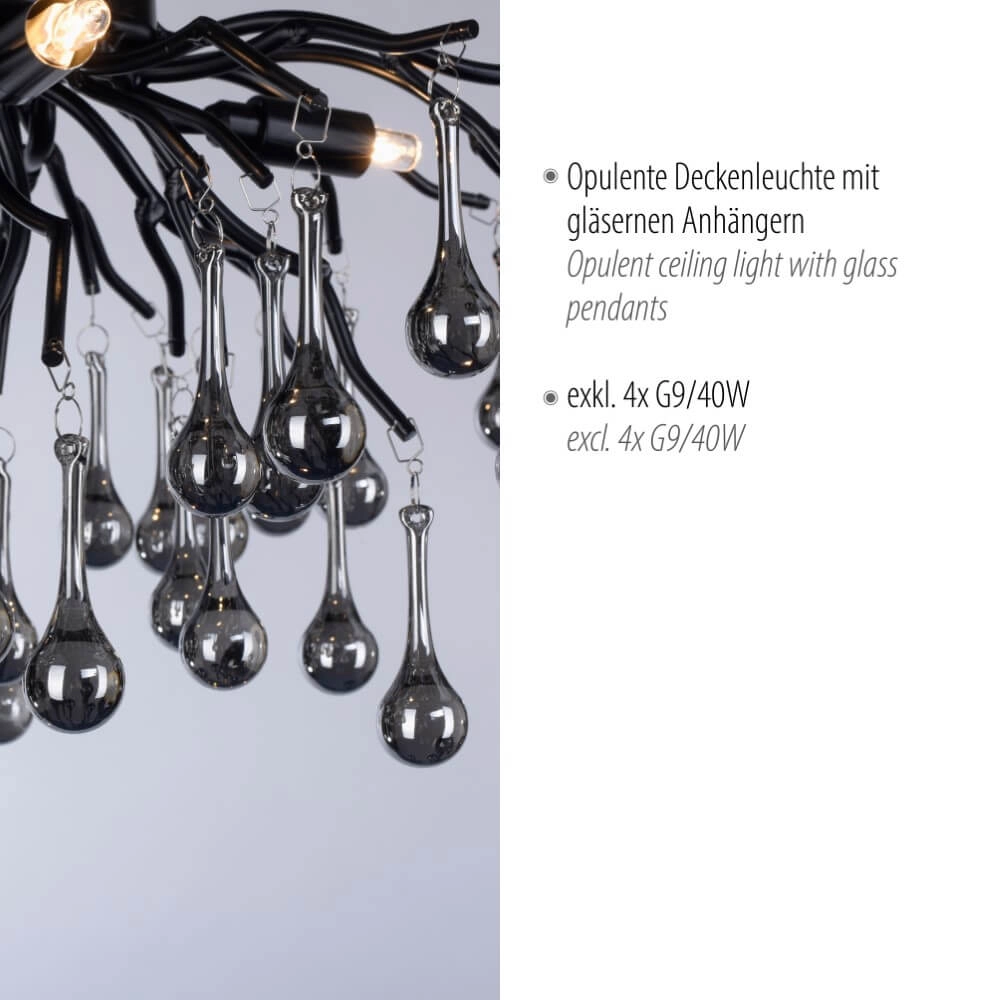 Kronleuchter Icicle schwarz 60cm Paul Neuhaus 4012248377574