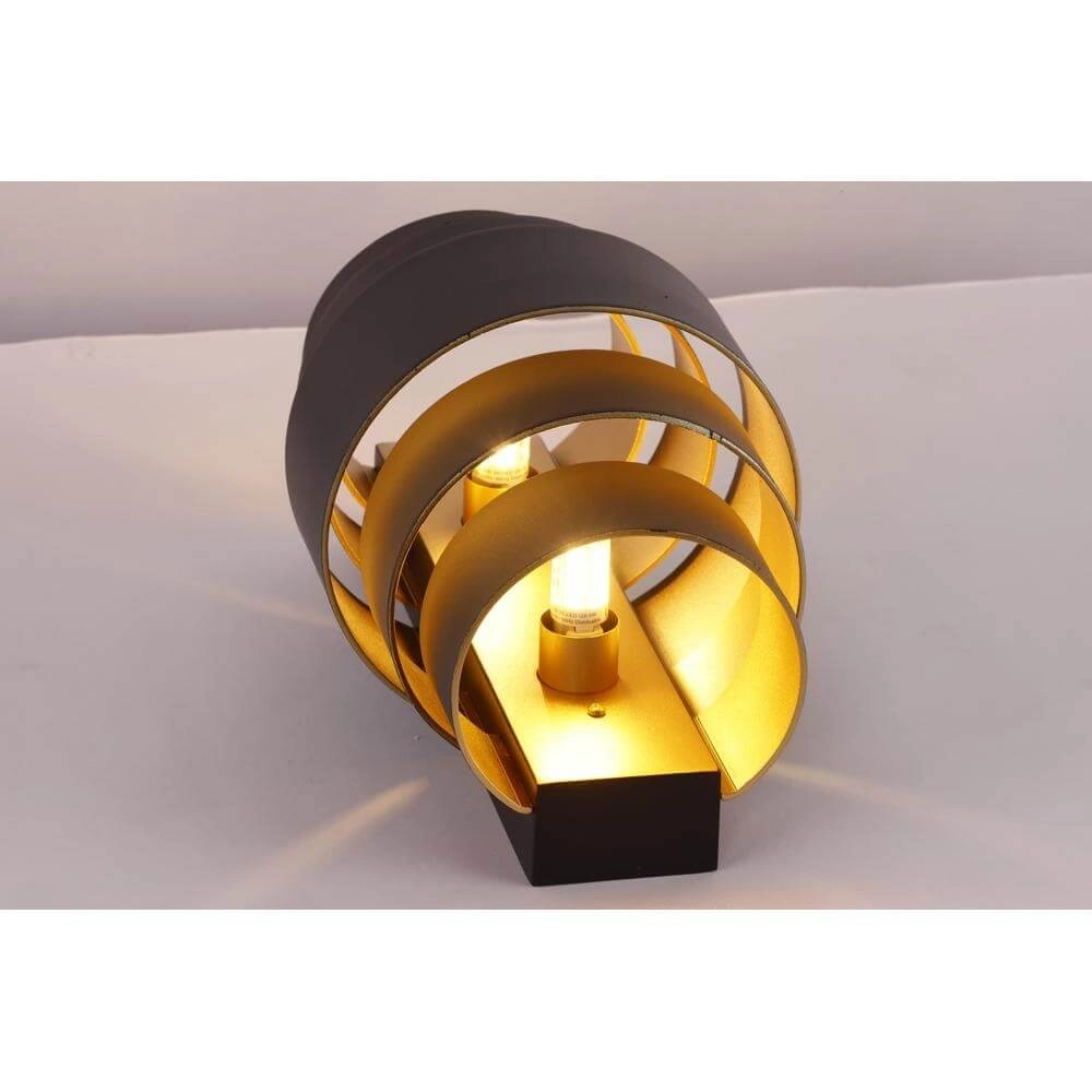 Design-Wandleuchte Rolls Schwarz mit goldener Innenseite Artdelight 8720701101487