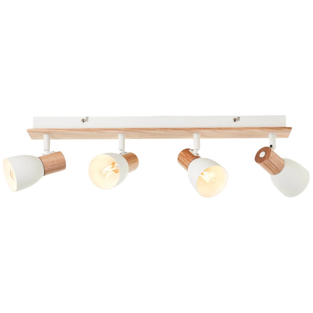 Deckenleuchte Daintree 4-flammig weiß mit Holz Brilliant 4004353413452