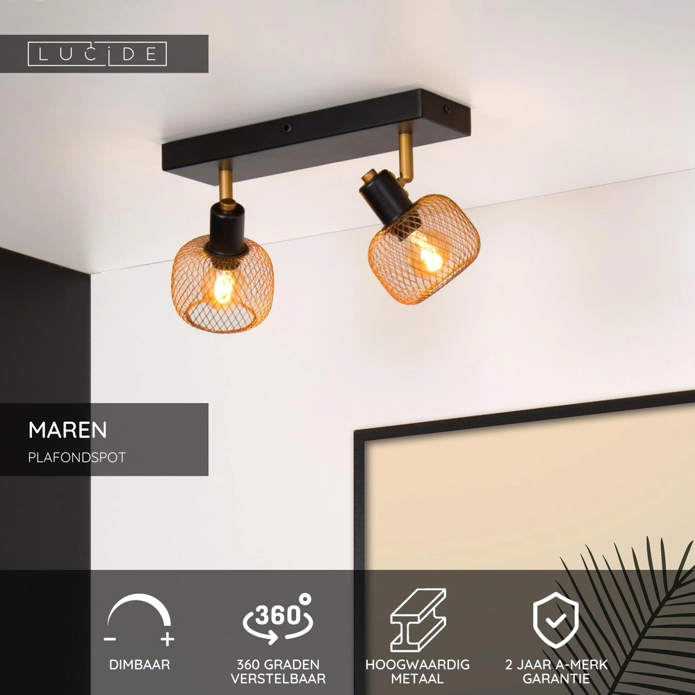 Deckenlicht Maren 2-Licht Gold Lucide 5411212771087