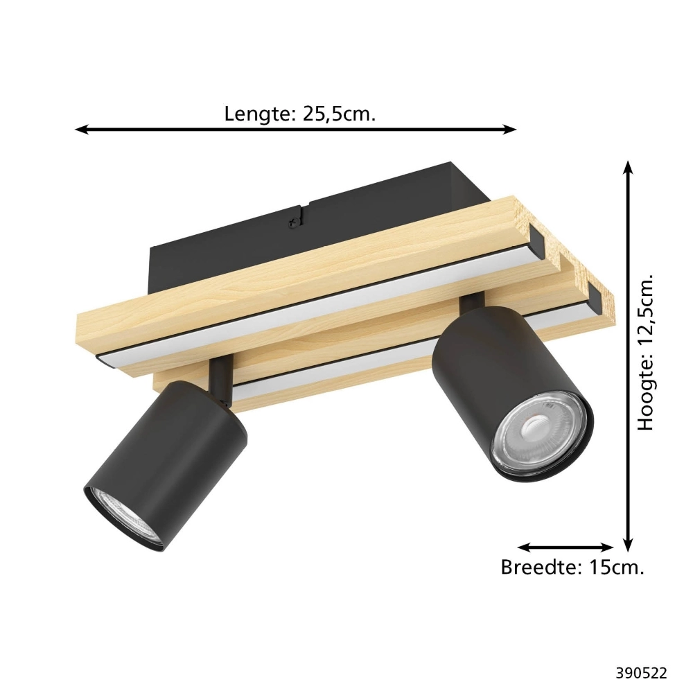 Doppeldeckenlampe Gesteira Schwarz mit Holz Stars of Light 9008606357888