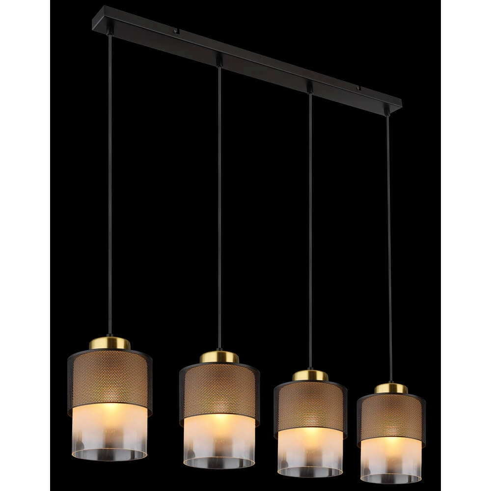 Pendelleuchte Olga 4-flammig schwarz mit Mesh Globo 9007371455485