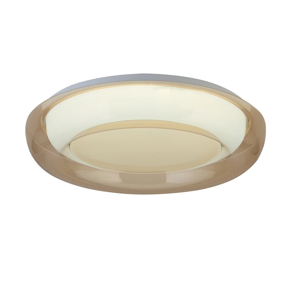 Design der Deckenbeleuchtung Jude weiß mit bernsteinfarbenem Glas Ø 40 cm