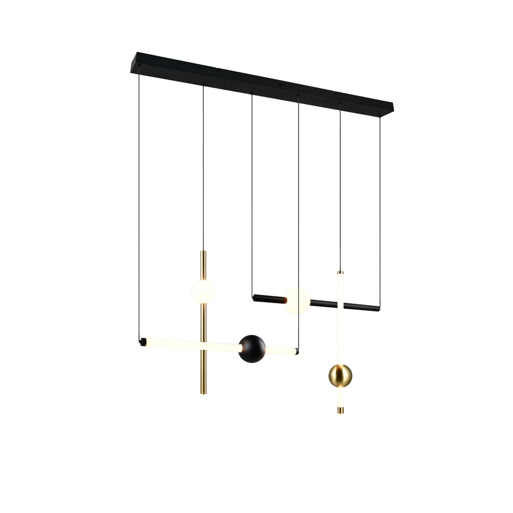 Moderne Pendelleuchte Melita schwarz mit gold